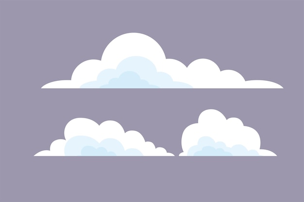 Vector wolken in de lucht wit wolkenconcept kleurige vlakke vectorillustratie geïsoleerd