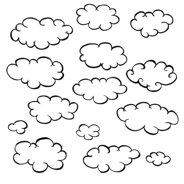Wolken met de hand tekende illustratie vector