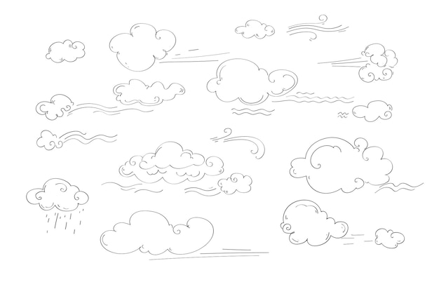 Vector wolken vector doodle lijn kunst