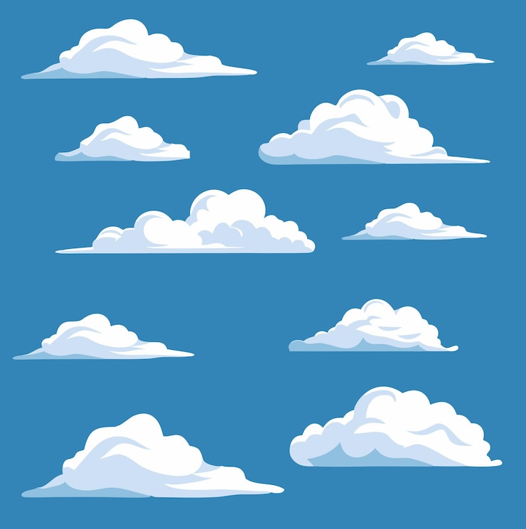 Vector wolkencollectie in eenvoudige platte ontwerpstijl