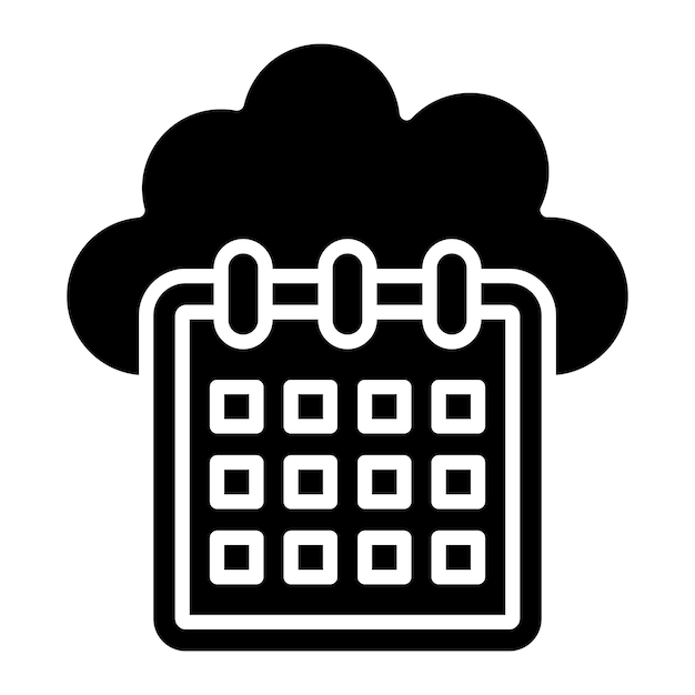 Wolkenkalender Glyf Zwarte illustratie