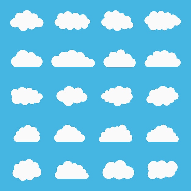 Vector wolkenpictogram wolkenpiktogram set weerpictogram platte stijl