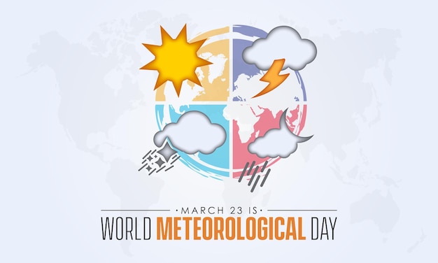 Wolkenvoorspelling weerbewustzijn concept bannerontwerp van Wereld Meteorologische Dag waargenomen op 23 maart