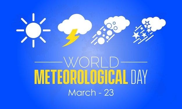 Wolkenvoorspelling weerbewustzijn concept bannerontwerp van Wereld Meteorologische Dag waargenomen op 23 maart