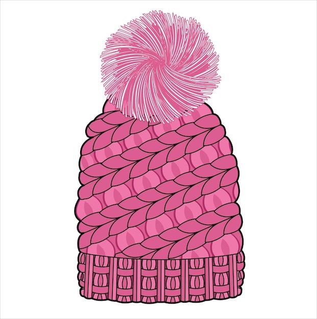 WOLLEN BOBBLE GEBREIDE GLB MET POM POM IN BEWERKBARE VECTOR