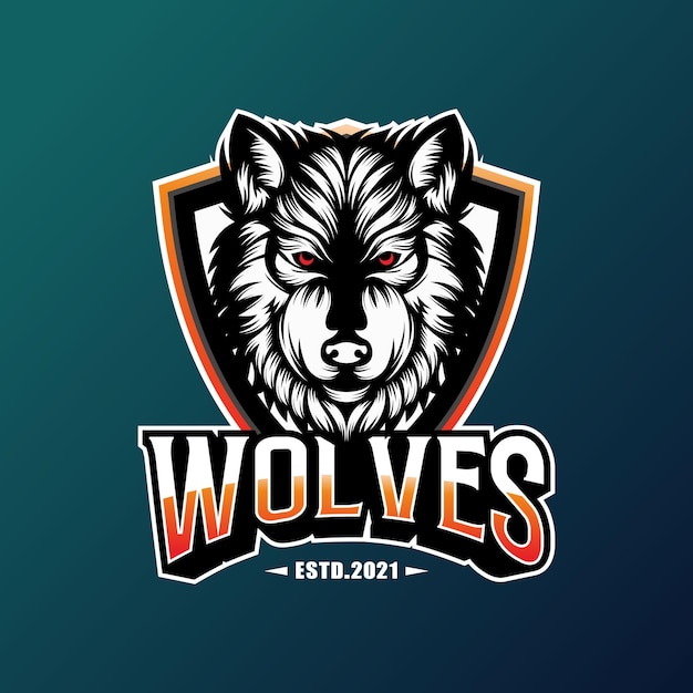 Wolven esport logo ontwerp vector