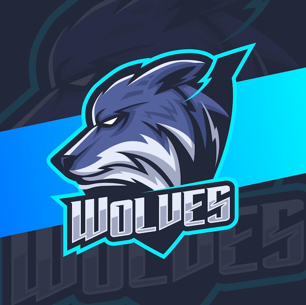 Wolven hoofd mascotte esport logo