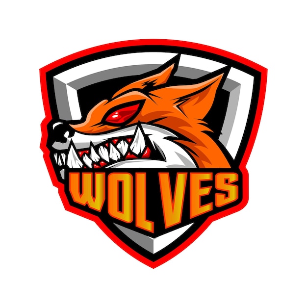 Wolven mascotte esport logo ontwerp