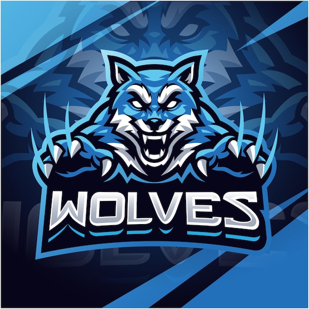 Vector wolves esport mascot logo design