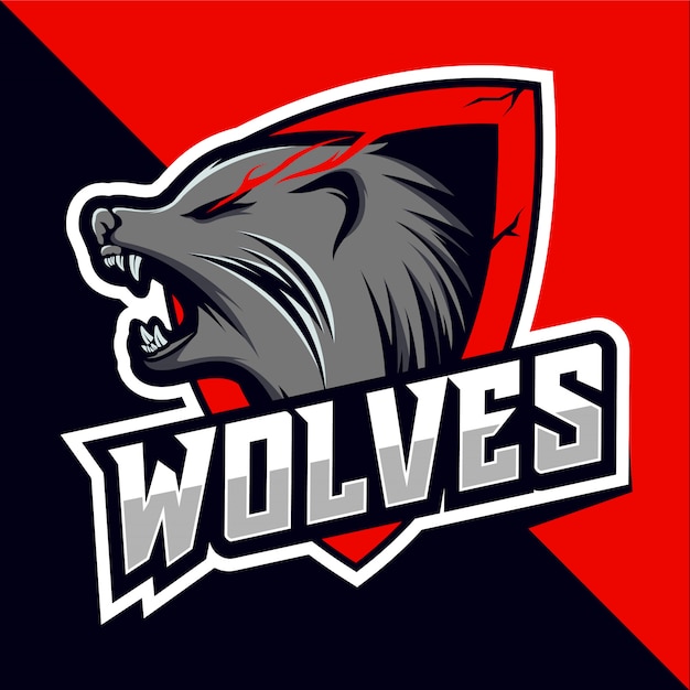 Wolves head mascot esport logo design