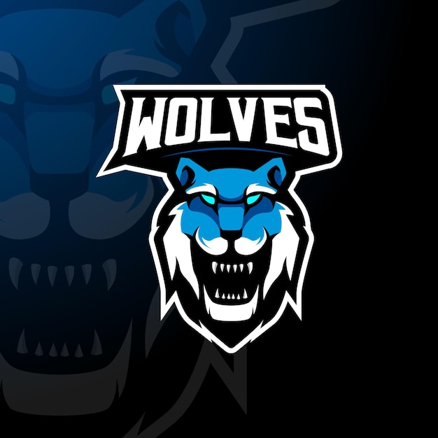 Вектор дизайна логотипа талисмана волков с современным стилем концепции иллюстрации для печати значков, эмблем и футболок. иллюстрация волка для киберспорта, игр, команды