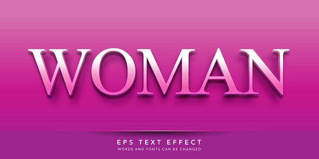 Vector woman 3d editable text effect