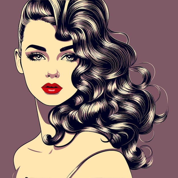 Woman 50s look illustration