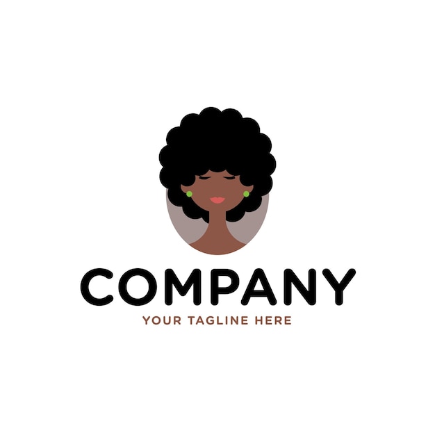 Vector woman afro logo icon design vector