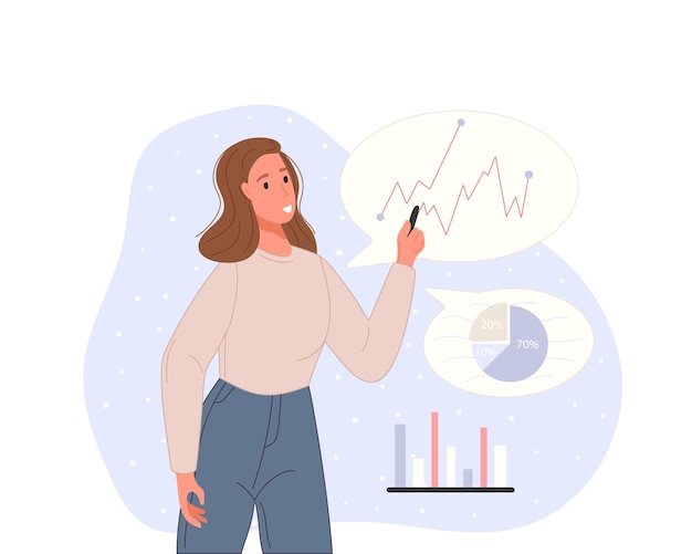 woman analyzing business graphics