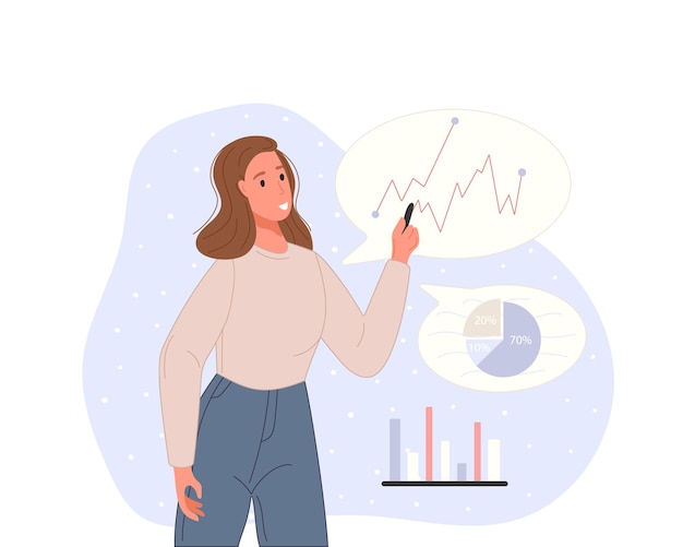 Woman analyzing business graphics