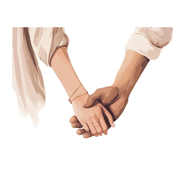 Женщина и мужчина держатся за руки и ждут.