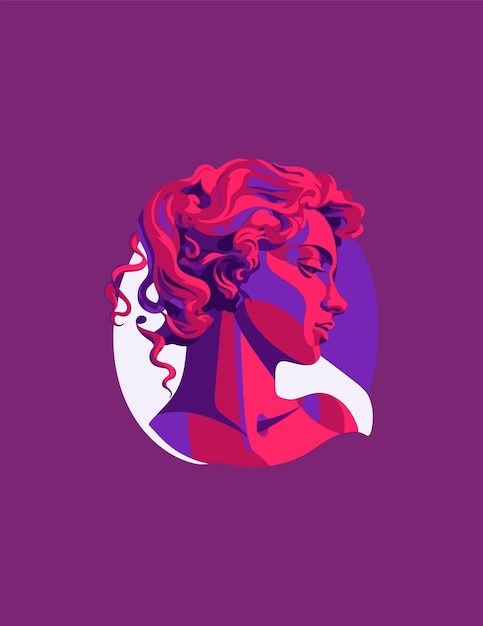 woman antique style mythology portrait neon colors