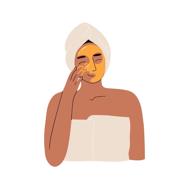 a woman applies a face mask vector illustration in flat style