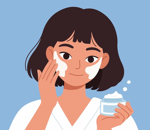 Woman Applying Facial Cream for Skincare Routine