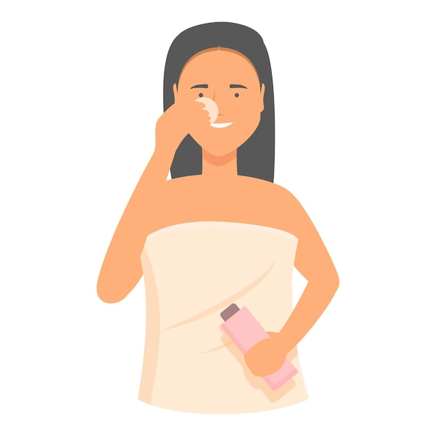 Woman asian care icon cartoon vector Makeup removal