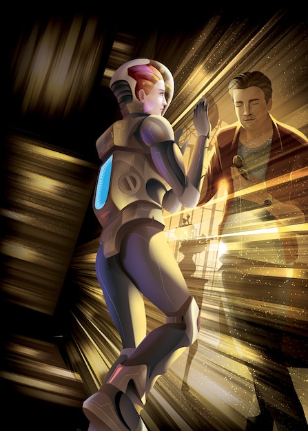 woman astronaut goes for a mission in the universe, she fell into the black hole then got trapped in the time dimensions and try to contact her husband on earth with love