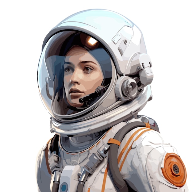 Vettore vettore astronauta donna su sfondo bianco