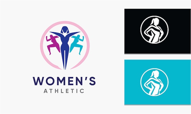 Vector woman athletic sport logo icon vector design concept minimalist modern unique template