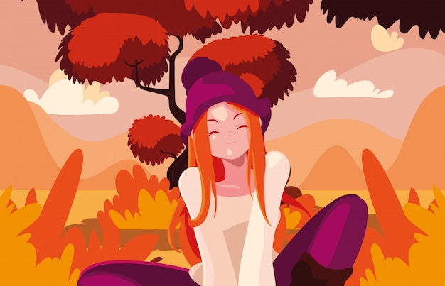 Woman in autumn vector design