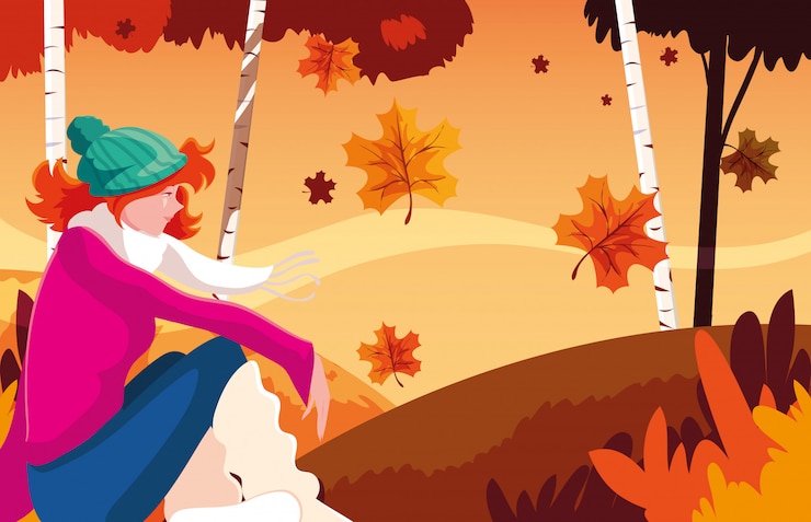 वेक्टर woman in autumn 