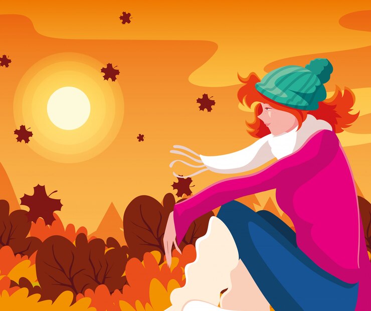 वेक्टर woman in autumn 