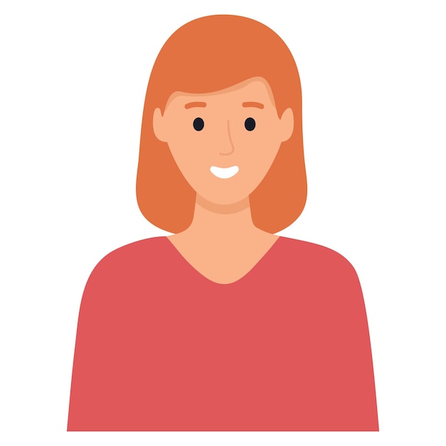 Woman avatar character. Female portrait. Flat design.