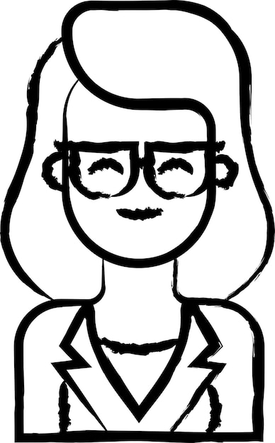 Vector woman avatar hand drawn vector illustration