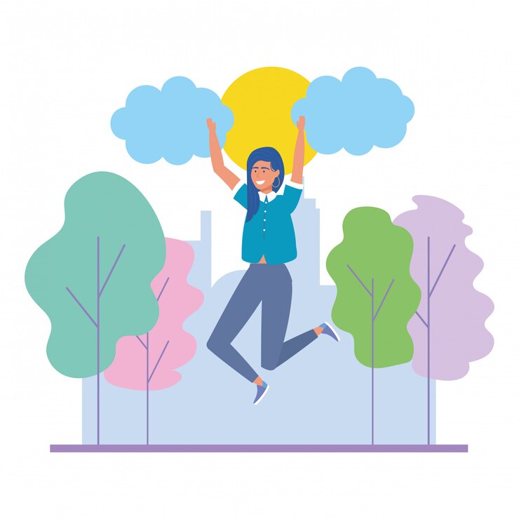 Vector woman avatar in the park 