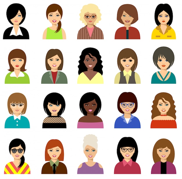 Vector woman avatar set