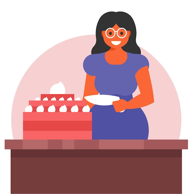 Vector woman barista