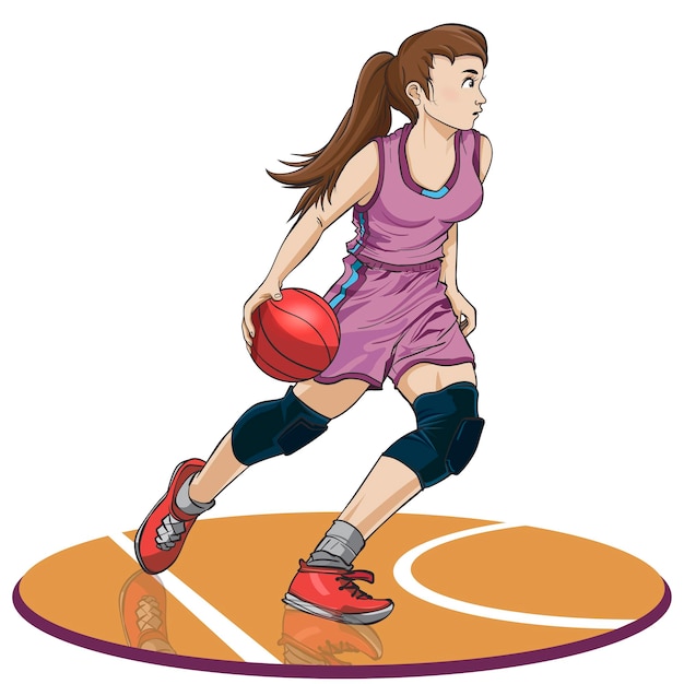 Woman on a basketball play