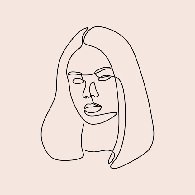 Woman beautifull face oneline continuous single line art