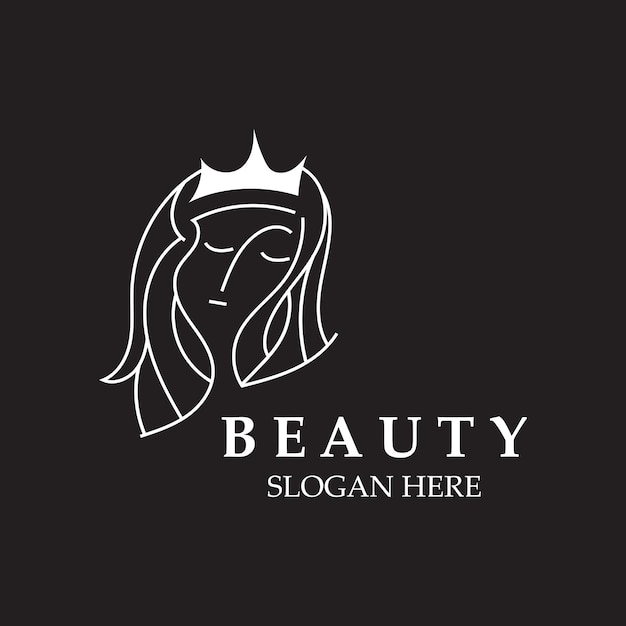 Woman Beauty care logo fresh Nature beauty face saloon and spa design flat vector