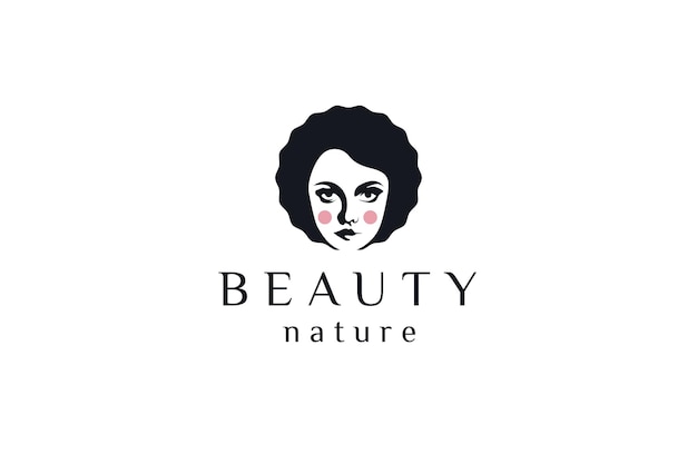 Woman beauty face logo icon design template flat vector illustration