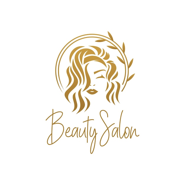 Vettore modello di logo oro per la bellezza femminile logo per le attività nel settore della bellezza