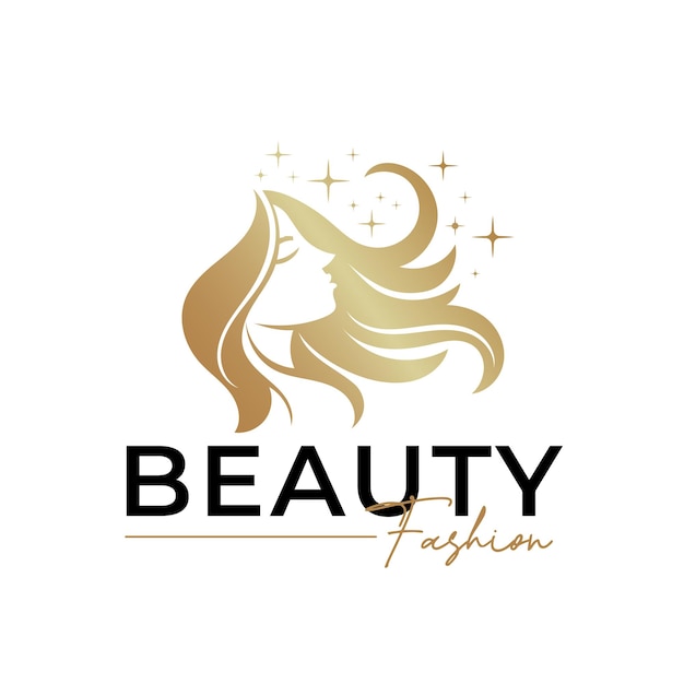 Woman beauty gold logo template