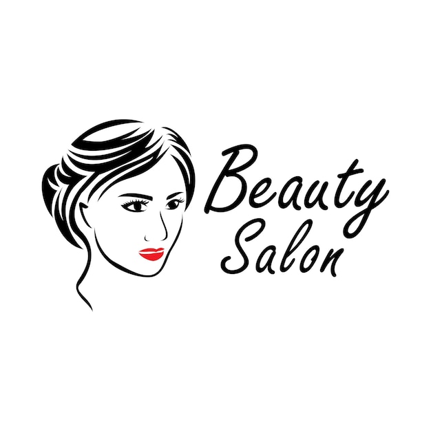 Donna bellezza illustrazione bun acconciatura bellezza logo design viso femminile salone di bellezza logo vettore