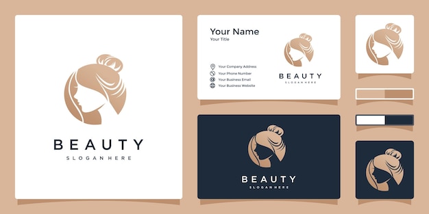 Woman beauty logo design and business card