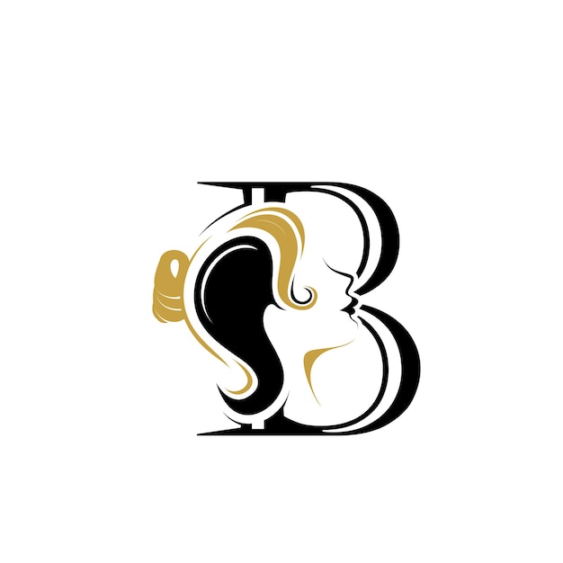 woman beauty logo design letter b