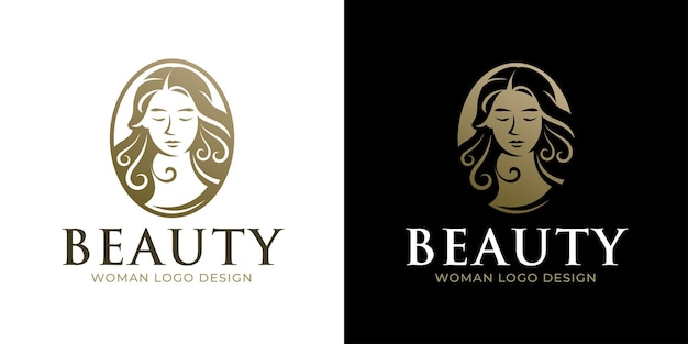 Vector woman beauty modern gold logo