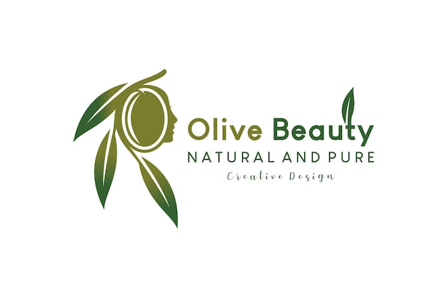 Woman beauty olive oil logo design with creative concept