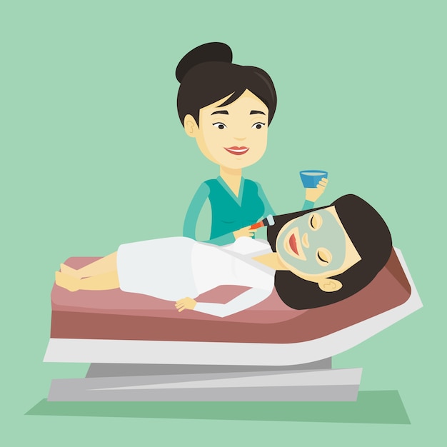 woman in beauty salon during cosmetology procedure