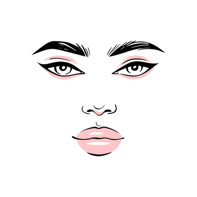 Donna black glitter makeup illustration fashion girl face portrait dripping eyeshadow glamour modello di bellezza