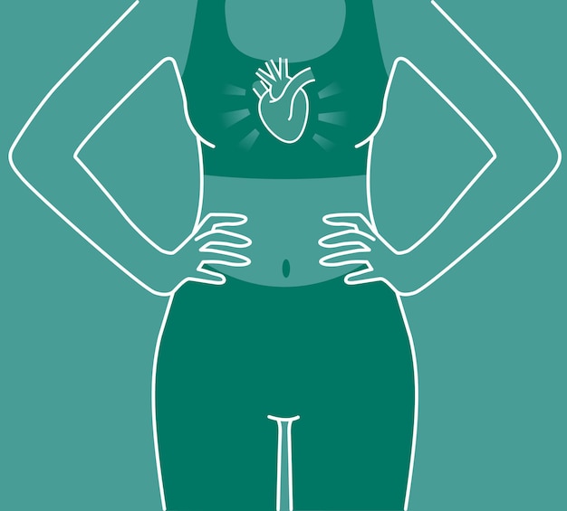 Vector woman body and heart organ